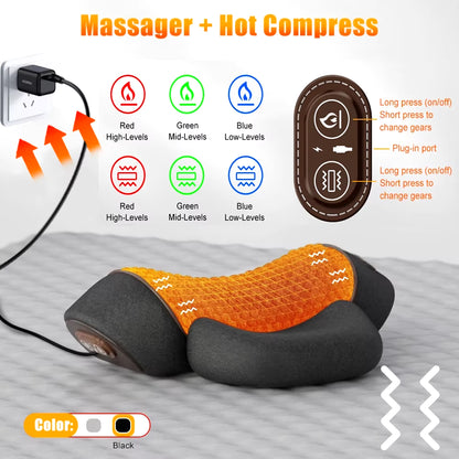 Electric Massager Cervical Pillow Hot Compress Vibration Massage Neck Traction Relax Sleeping Memory Foam Pillow Spine Support