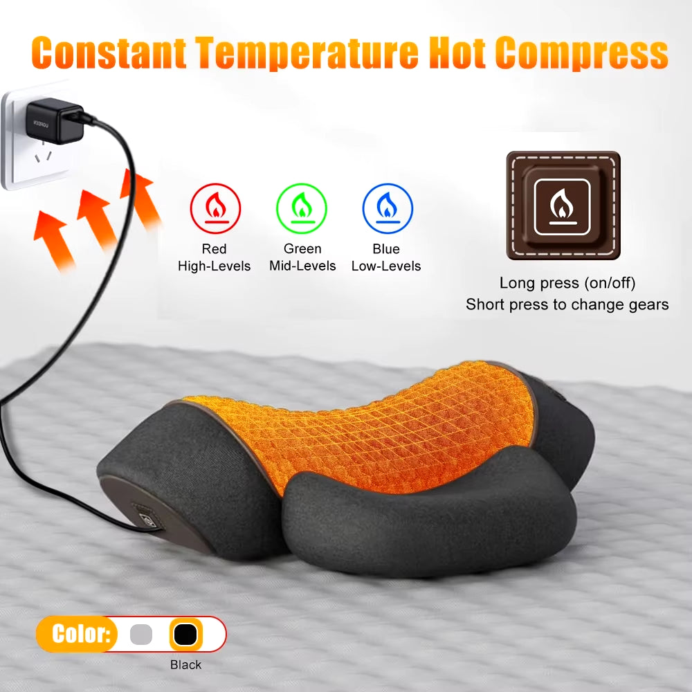 Electric Massager Cervical Pillow Hot Compress Vibration Massage Neck Traction Relax Sleeping Memory Foam Pillow Spine Support