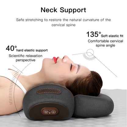 Electric Massager Cervical Pillow Hot Compress Vibration Massage Neck Traction Relax Sleeping Memory Foam Pillow Spine Support