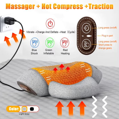 Electric Massager Cervical Pillow Hot Compress Vibration Massage Neck Traction Relax Sleeping Memory Foam Pillow Spine Support