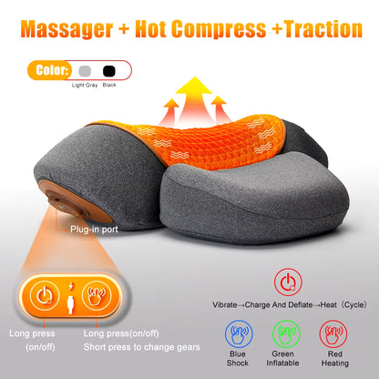 Electric Massager Cervical Pillow Hot Compress Vibration Massage Neck Traction Relax Sleeping Memory Foam Pillow Spine Support