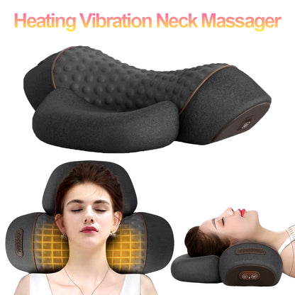 Electric Massager Cervical Pillow Hot Compress Vibration Massage Neck Traction Relax Sleeping Memory Foam Pillow Spine Support
